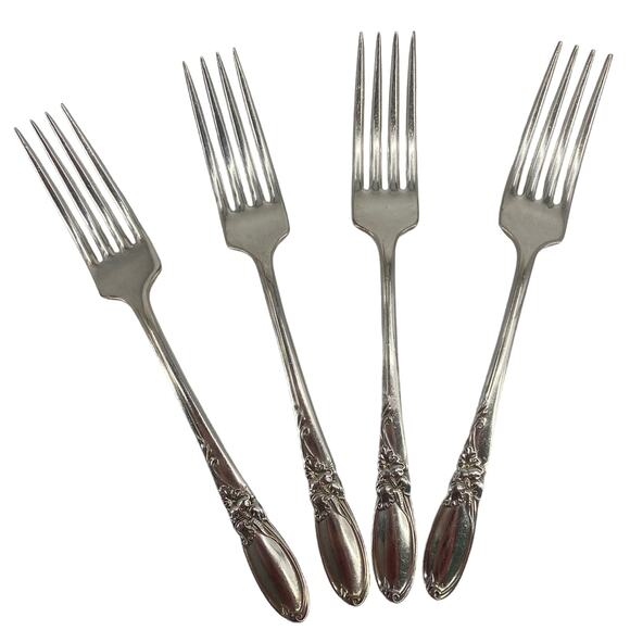 lot of 4 Oneida community white Orchid silver plate dinner forks - Picture 1 of 5